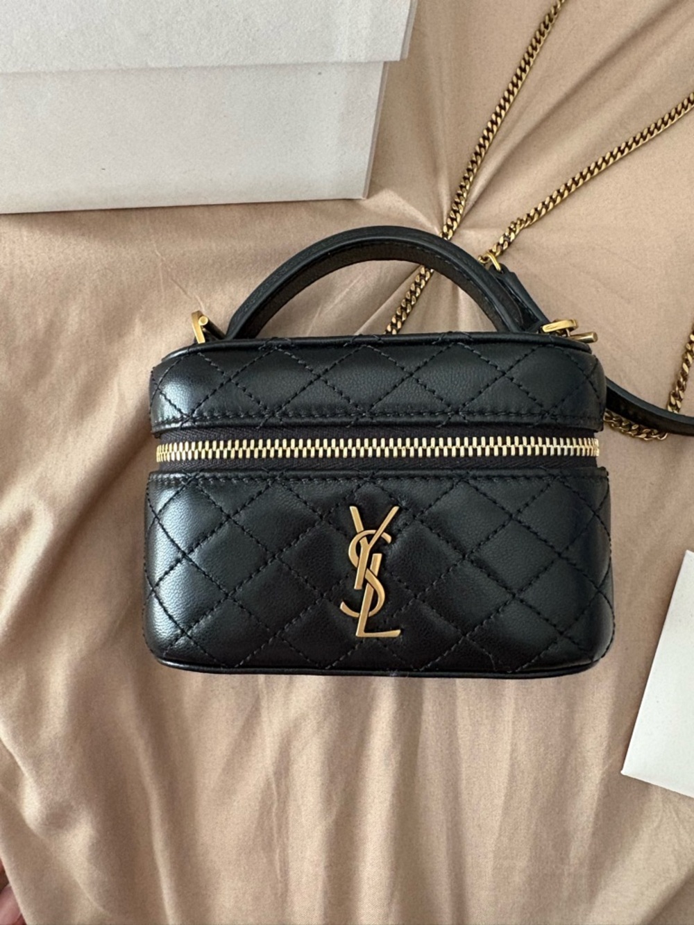Saint Laurent Black Quilted Leather Vanity Mini Crossbody with Gold Hardware - Picture 2 of 4